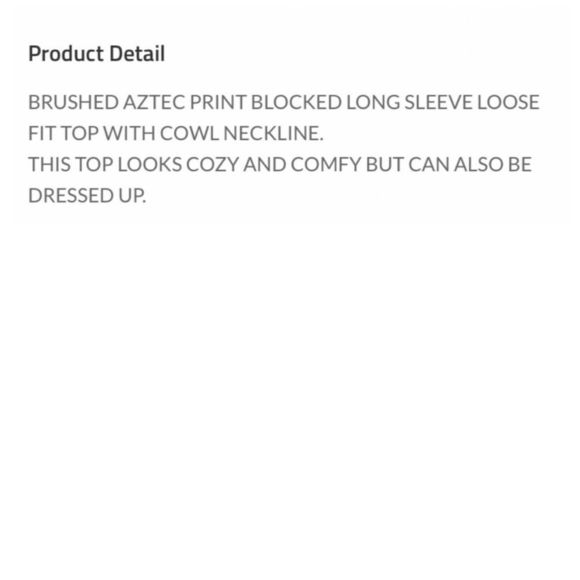 NEW Southwest Vibes Brushed Aztec Cowl Neck Tunic Sweater - Picture 5 of 5